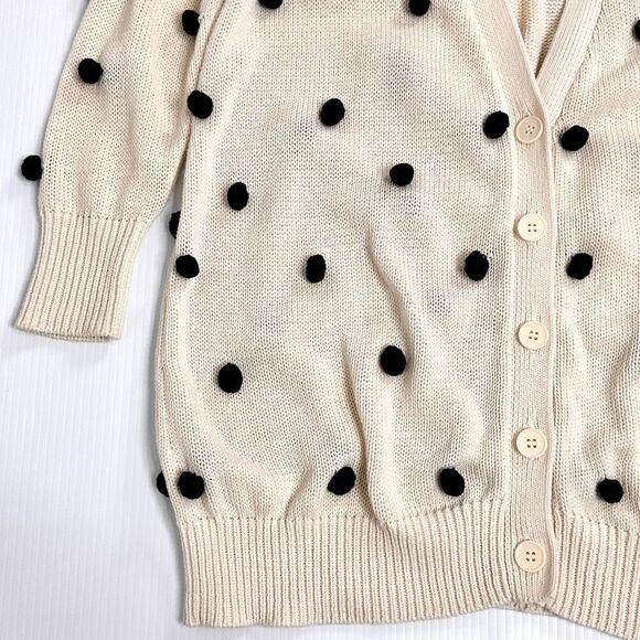 The Great The Bobble Cardigan Cream Black Pom Pom Knit Siz 1/ Small Longline - Picture 13 of 16